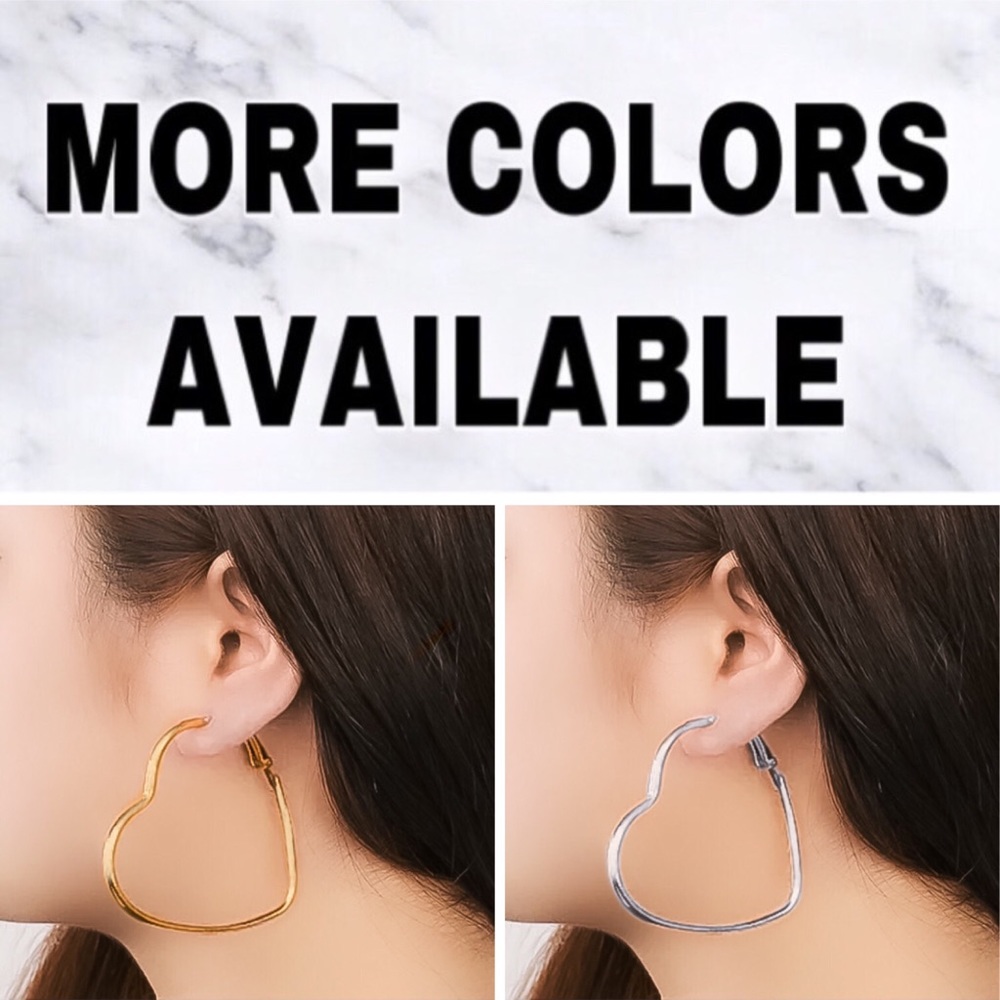 ⚜️[𝟯/$𝟭𝟴]⚜️Big Gold Heart Hoop Earrings NEW - Picture 7 of 9